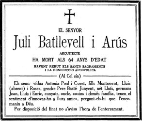 Juli Batllevell-Necrològica