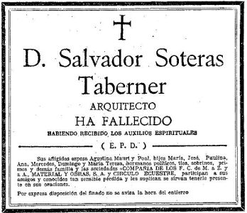 Salvador Soteras- Esquela